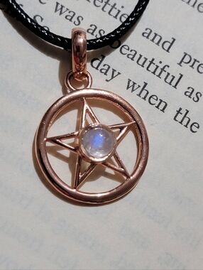 Moonstone Pentacle Pendant Necklace